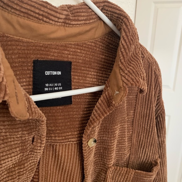 Cotton On Cropped brown corduroy shacket, raw hem - Picture 1 of 3
